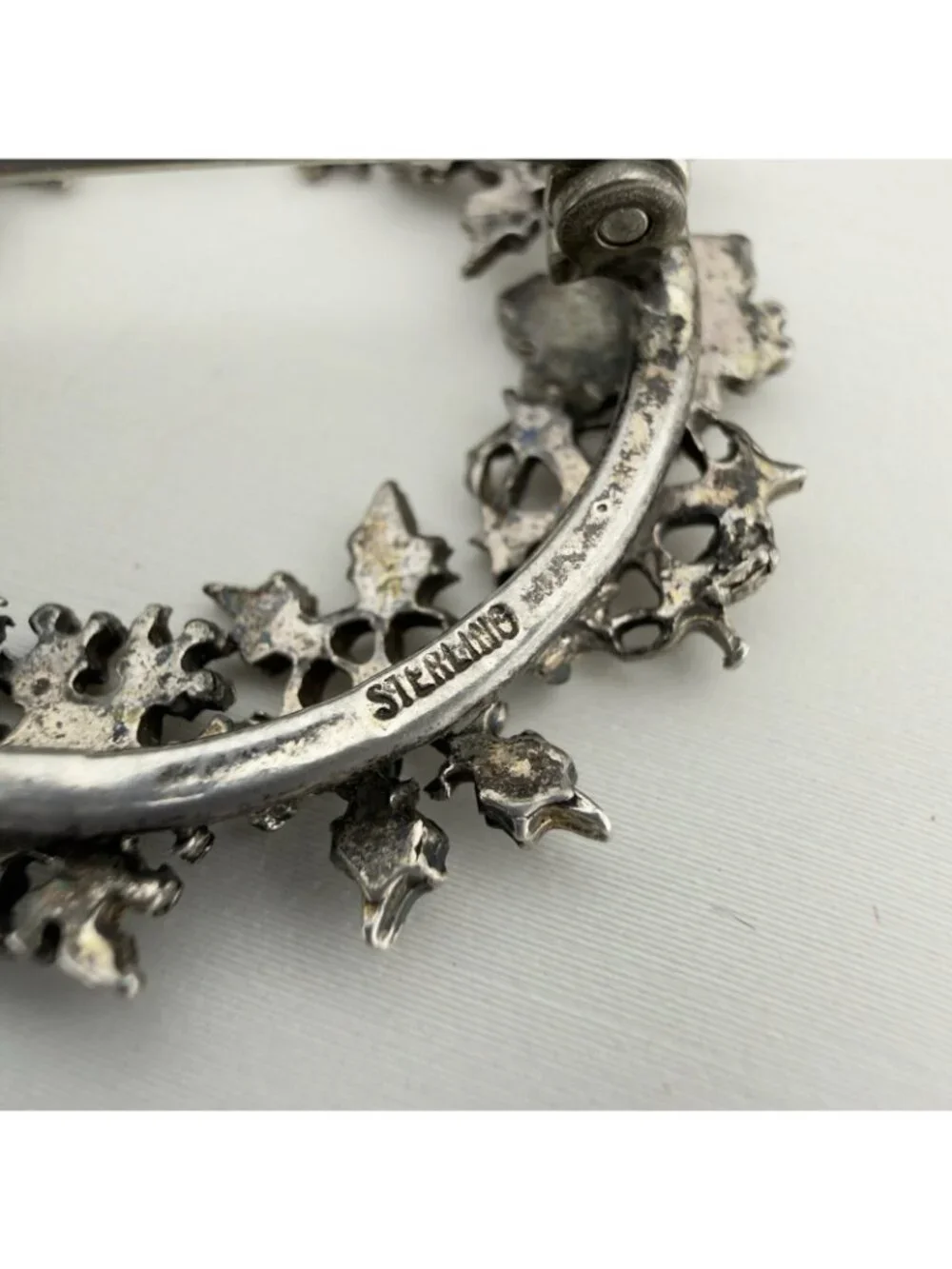 Vintage Sterling Silver Brooch Snowflake Wreath Great Falls Metal Works GFMW